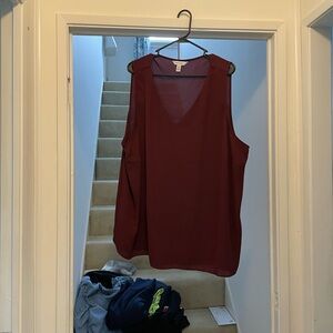 Women's Sleeveless V-Neck Top - Burgundy